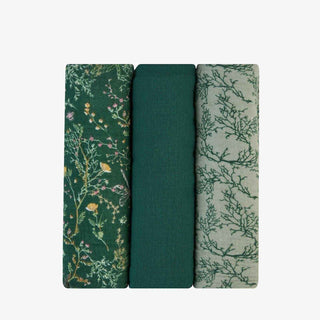 KikkaBoo® Muslin swaddle set 3 pcs 100x100 cm Secret Garden Green