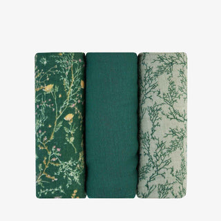 KikkaBoo® Muslin swaddle set 3 pcs 75x75 cm Secret Garden Green