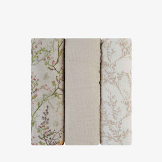 KikkaBoo® Mullwindeln aus Musselina 3 Stücke 75x75 cm Secret Garden Beige