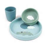 Done by Deer® Silikonová jídelní sada Happy Clouds Blue
