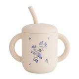 Mushie® Silicone Training Cup + Straw Lilac Flowers
