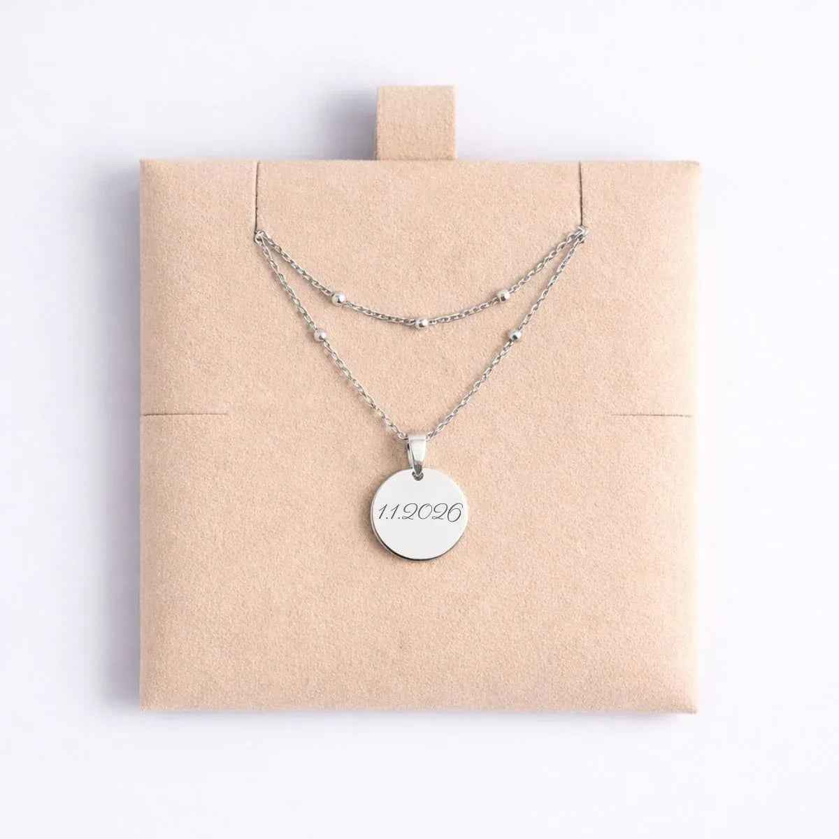 Atelya™ Personalizirana verižica z obeskom Circle Silver Atelya