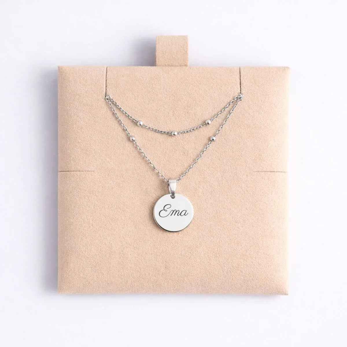 Atelya™ Personalizirana verižica z obeskom Circle Silver Atelya