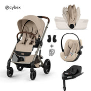 Cybex® Baby Stroller with Folding Basket 4in1 Balios S Lux + Car Seat Cloud G3 + IsoFix Base G3 Almond Beige (+ Rain Cover)