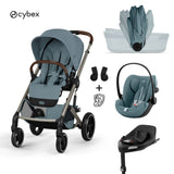 Cybex® Baby Stroller with Foldable Bassinet 4in1 Balios S Lux + Cloud G3 Car Seat + IsoFix Base G3 Stormy Blue (+ Rain Cover)