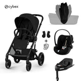 Cybex® 4-in-1 Baby Stroller with Foldable Carrycot Balios S Lux + Cloud G3 Car Seat + IsoFix Base G3 Moon Black (+ Rain Cover)