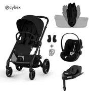Cybex® 4-in-1 Baby Stroller with Foldable Carrycot Balios S Lux + Cloud G3 Car Seat + IsoFix Base G3 Moon Black (+ Rain Cover)