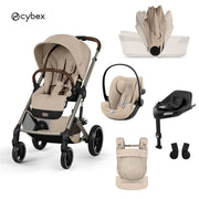 Cybex® Stroller with foldable bassinet 4in1 Balios S Lux + Amya Carrier + Cloud G3 Car Seat + G3 IsoFix Base Almond Beige