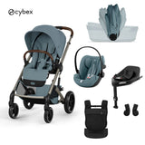Cybex® Baby Stroller with Foldable Basket 4in1 Balios S Lux + Amya Carrycot + Cloud G3 Car Seat + IsoFix Base G3 Stormy Blue