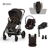 Cybex® Baby Stroller with Foldable Carrycot 4in1 Balios S Lux + Amya Carrier + Cloud G3 Car Seat + G3 IsoFix Base Chocolate Brown