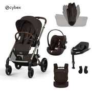 Cybex® Baby Stroller with Foldable Carrycot 4in1 Balios S Lux + Amya Carrier + Cloud G3 Car Seat + G3 IsoFix Base Chocolate Brown