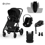 Cybex® Baby Stroller with Folding Basket 4in1 Balios S Lux + Amya Carrycot + Cloud G3 Car Seat + IsoFix G3 Base Moon Black