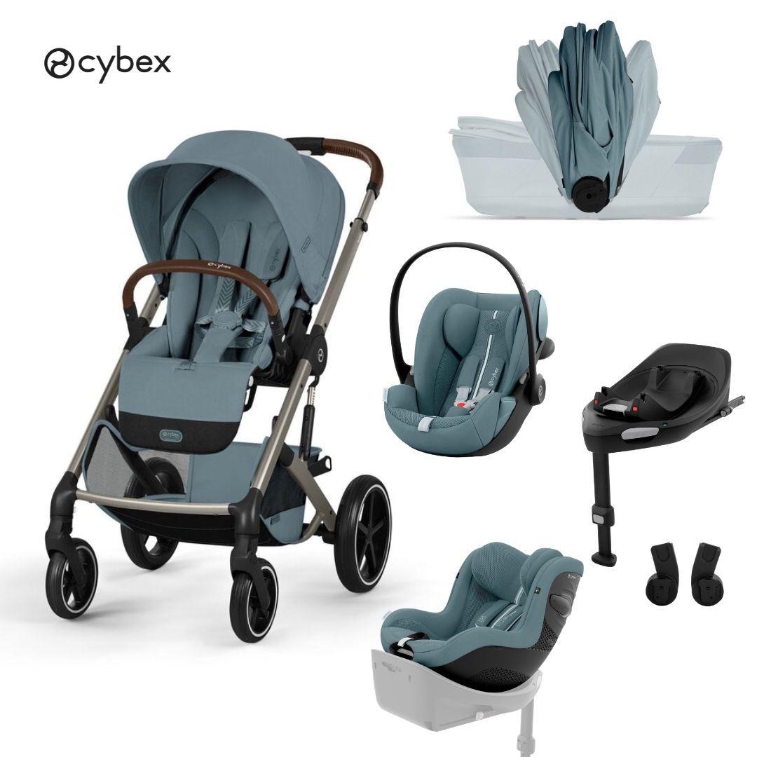 Cybex® Baby Stroller with Foldable Basket 5in1 Balios S Lux + Cloud G3 Car Seat + IsoFix Base G3 + Sirona G3 Car Seat Stormy Blue