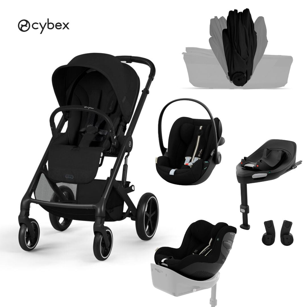 Cybex® 5-in-1 Baby Stroller with Foldable Basket Balios S Lux + Cloud G3 Car Seat + IsoFix Base G3 + Sirona G3 Car Seat Moon Black