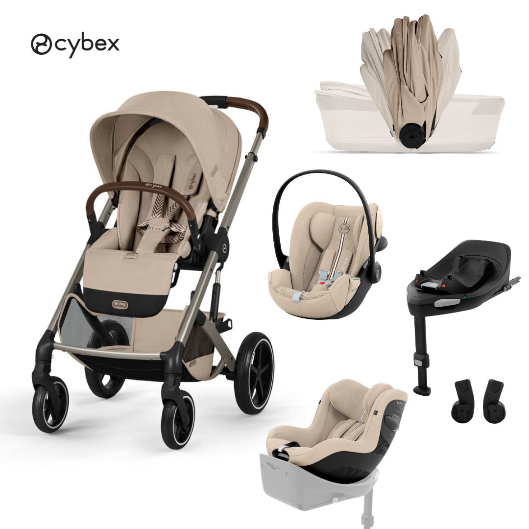 Cybex® Baby Stroller with Foldable Bassinet 5in1 Balios S Lux + Cloud G3 Car Seat + IsoFix Base G3 + Sirona G3 Car Seat Almond Beige