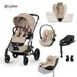 Cybex® Baby Stroller with Foldable Bassinet 5in1 Balios S Lux + Cloud G3 Car Seat + IsoFix Base G3 + Sirona G3 Car Seat Almond Beige