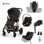 Cybex® Baby Stroller with Foldable Basket 5in1 Balios S Lux + Cloud G3 Car Seat + IsoFix Base G3 + Sirona G3 Car Seat Chocolate Brown (+ Rain Cover)