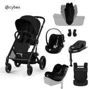 Cybex® 5-in-1 Baby Stroller with Folding Bassinet Balios S Lux + Amya Carrycot + Cloud G3 Car Seat + IsoFix Base G3 + Sirona G3 Car Seat Moon Black