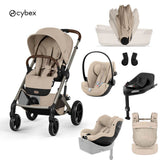Cybex® 5-in-1 Baby Stroller with Foldable Carrycot Balios S Lux + Amya Carrycot + Cloud G3 Car Seat + IsoFix Base G3 + Sirona G3 Car Seat Almond Beige