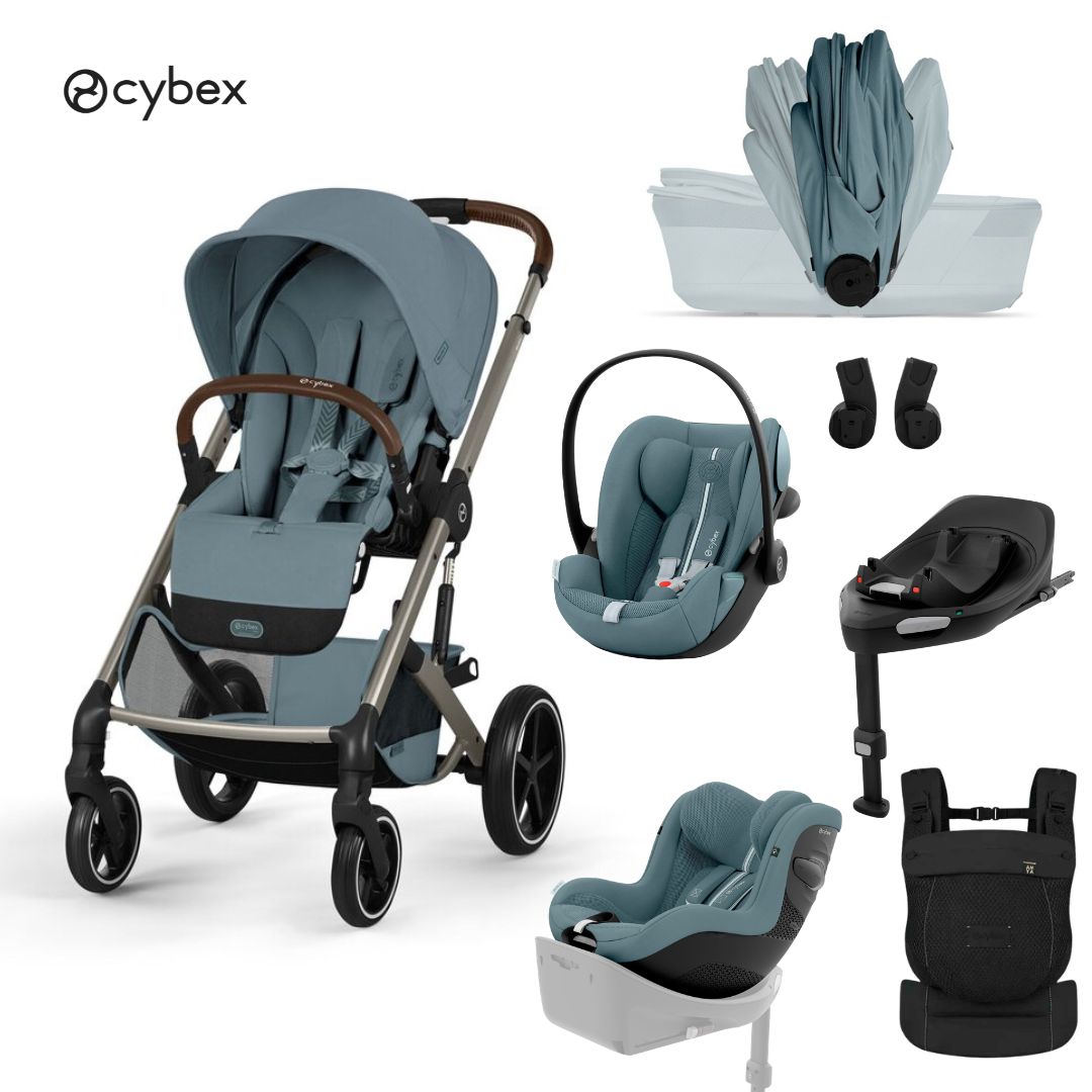 Cybex® 5-in-1 Stroller with Foldable Bassinet Balios S Lux + Amya Carrycot + Cloud G3 Car Seat + IsoFix Base G3 + Sirona G3 Car Seat Stormy Blue