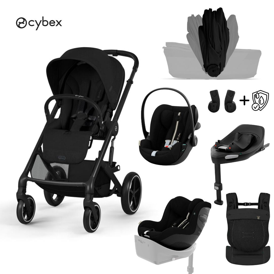 Cybex® Otroški voziček z zložljivo košaro 5v1 Balios S Lux + Nosilka Amya + Avtosedež Cloud G3 + IsoFix baza G3 + Avtosedež Sirona G3 Moon Black (+ Rain cover)
