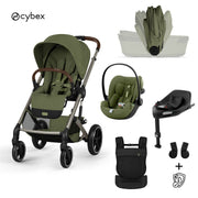 Cybex® 4-in-1 Baby Stroller with Folding Basket Balios S Lux + Amya Carrycot + Cloud G3 Car Seat + IsoFix Base G3 Moss Green (+ Rain Cover)
