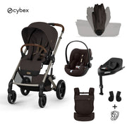 Cybex® Baby Stroller with Foldable Basket 4in1 Balios S Lux + Amya Carrycot + Cloud G3 Car Seat + IsoFix Base G3 Chocolate Brown (+ Rain Cover)