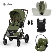 Cybex® Baby Stroller with Foldable Basket 3in1 Balios S Lux + Amya Carrycot + Cloud G3 Car Seat Moss Green