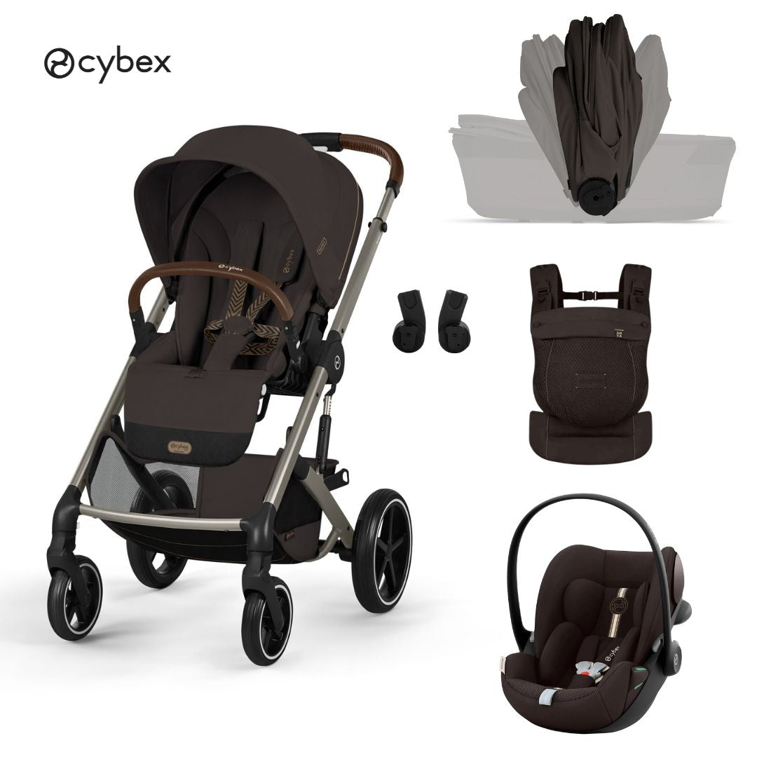Cybex® Stroller with foldable carrycot 3in1 Balios S Lux + Amya Carrier + Cloud G3 Car Seat Chocolate Brown