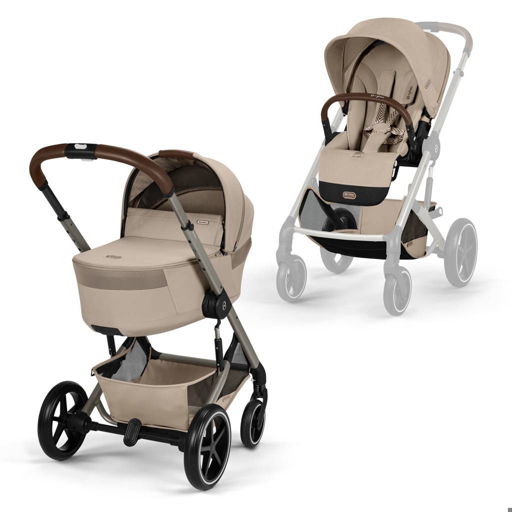 Cybex® Otroški voziček z zložljivo košaro 2v1 Balios S Lux Almond Beige (Taupe Frame)