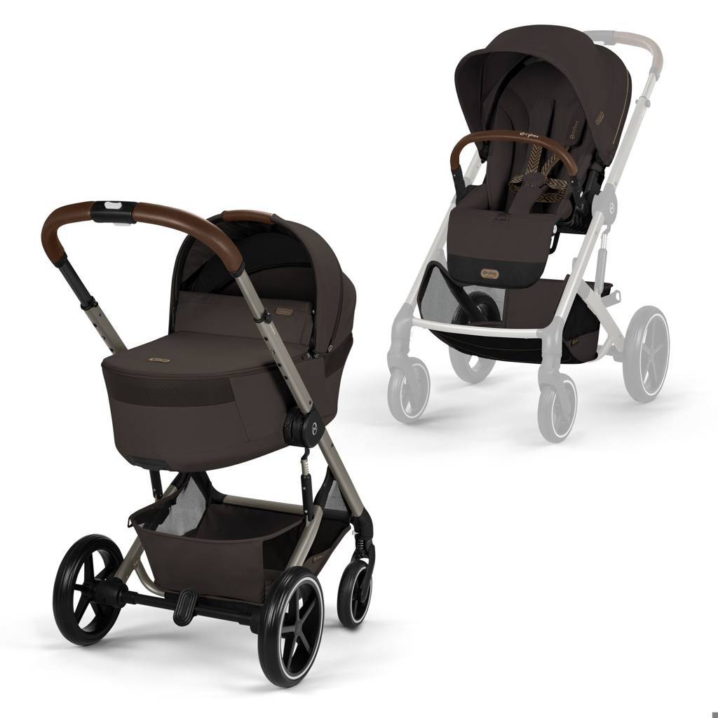 Cybex® Otroški voziček z zložljivo košaro 2v1 Balios S Lux Chocolate Brown (Taupe Frame)