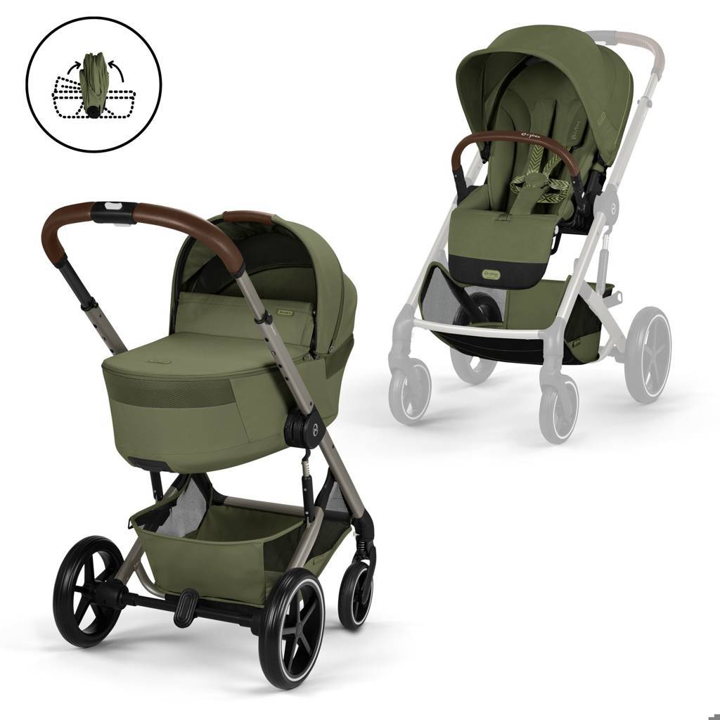 Cybex® Balios S Lux Stroller with Fold Cot 2-in-1 Moss Green (Taupe Frame) – slika 7