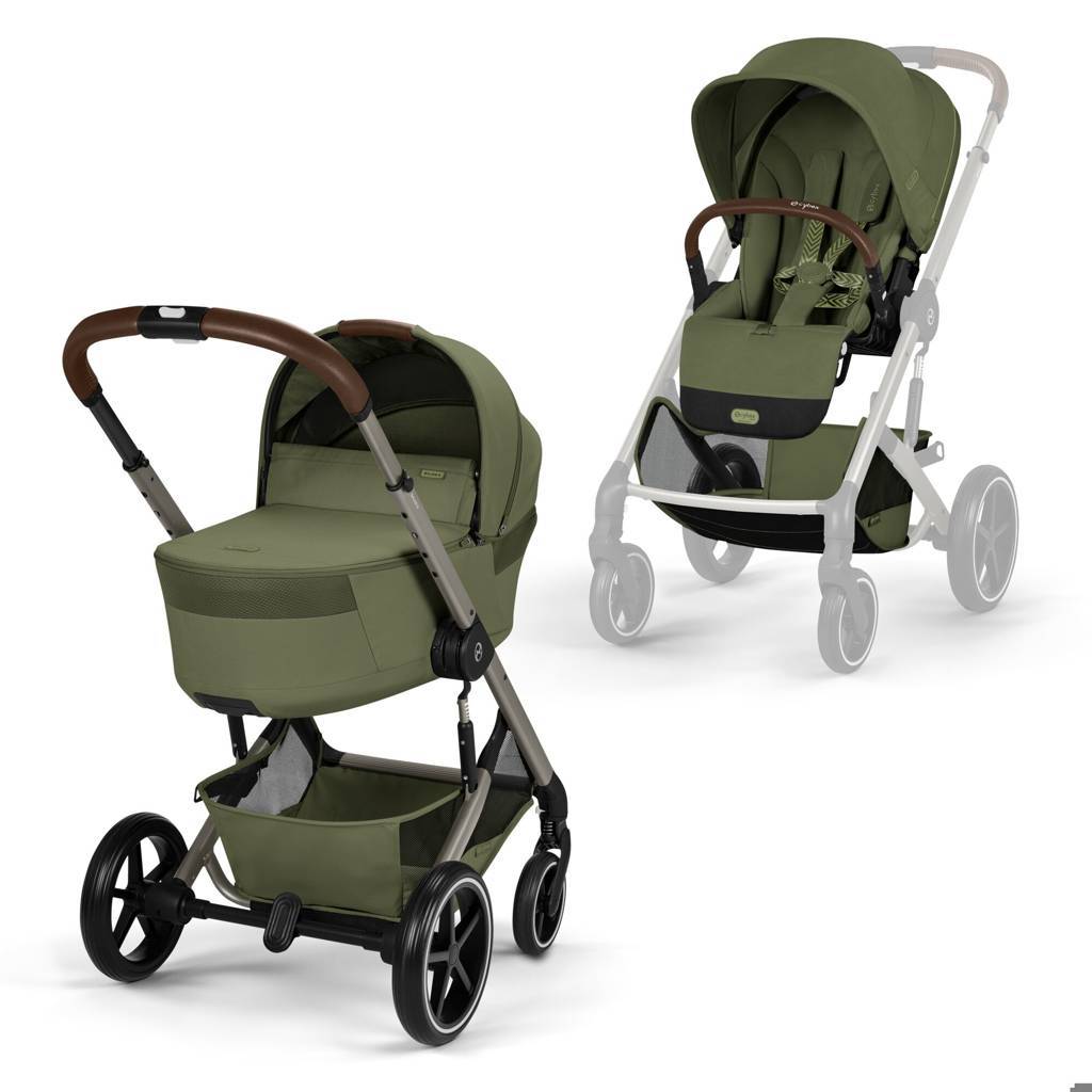Cybex® Dětský kočárek se skládací korbou 2v1 Balios S Lux Moss Green (Taupe Frame)
