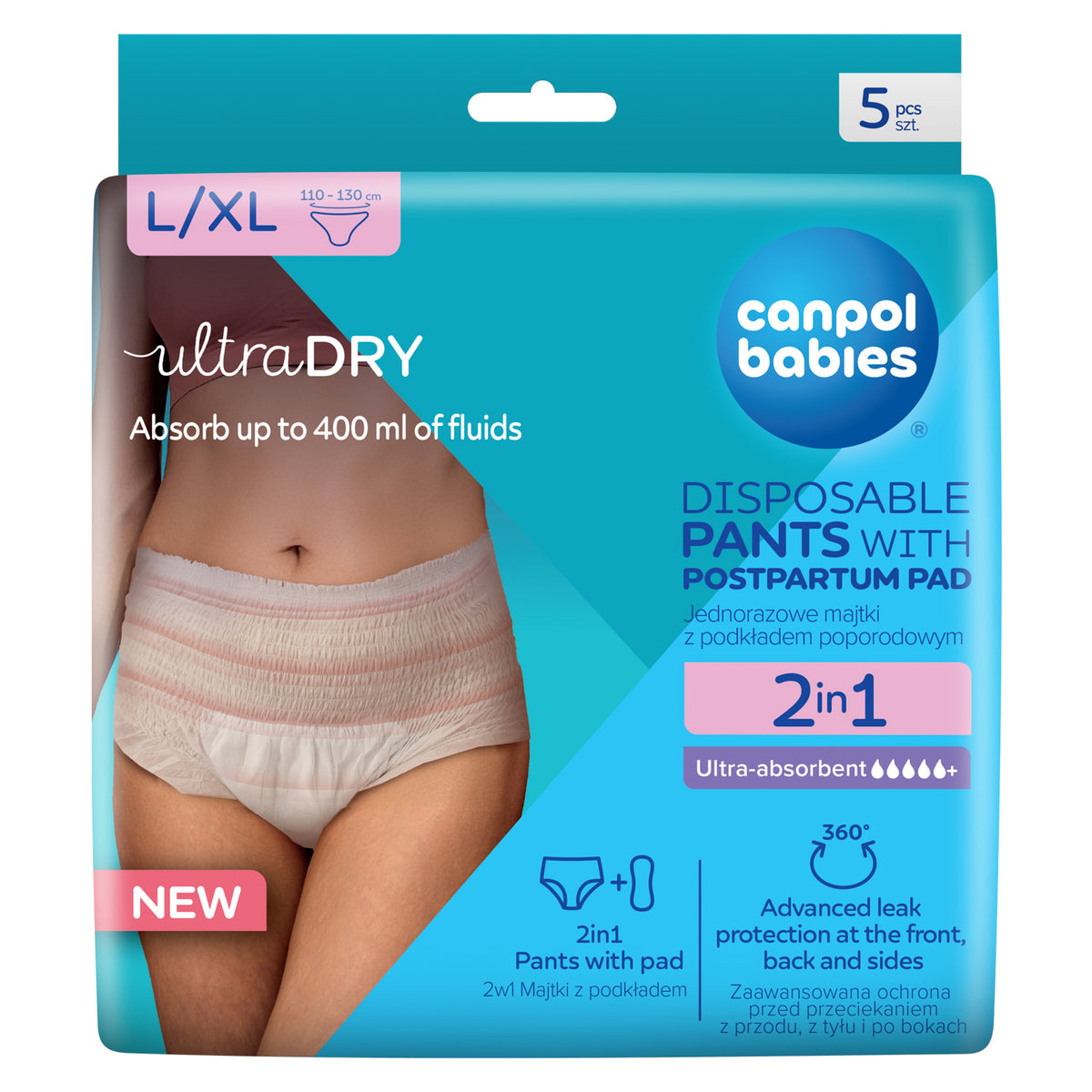 Canpol babies® 2in1 ultra absorbent postpartum pants with pad L/XL 5 pcs – slika 2