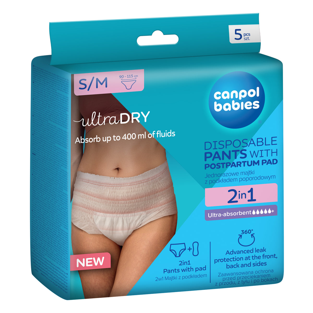 Canpol babies® 2in1 ultra absorbent postpartum pants with pad S/M 5 pcs