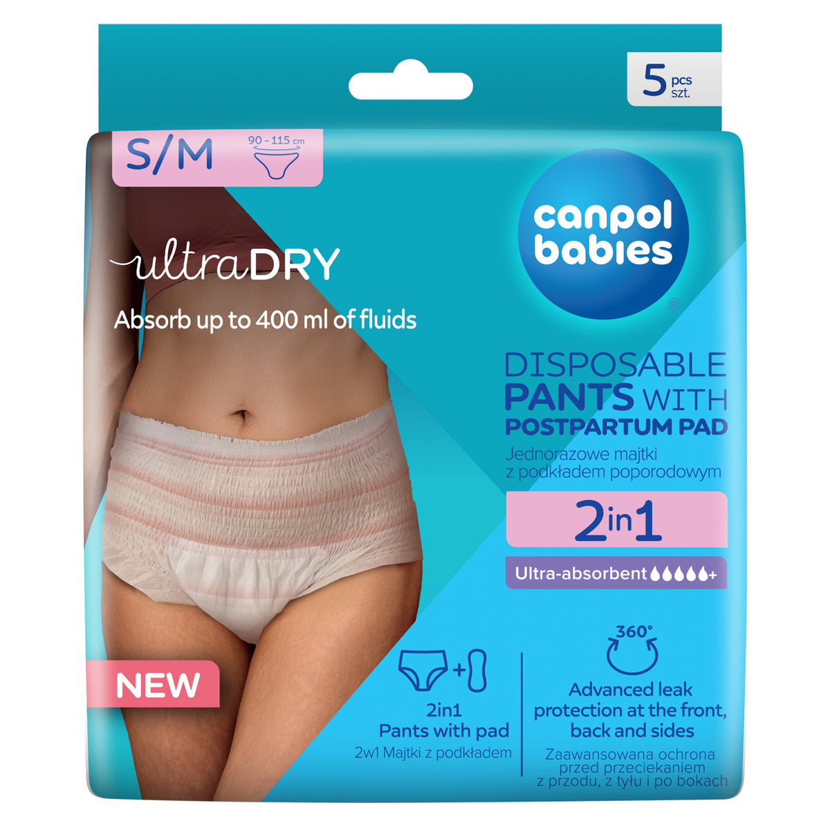 Canpol babies® 2in1 ultra absorbent postpartum pants with pad S/M 5 pcs – slika 2