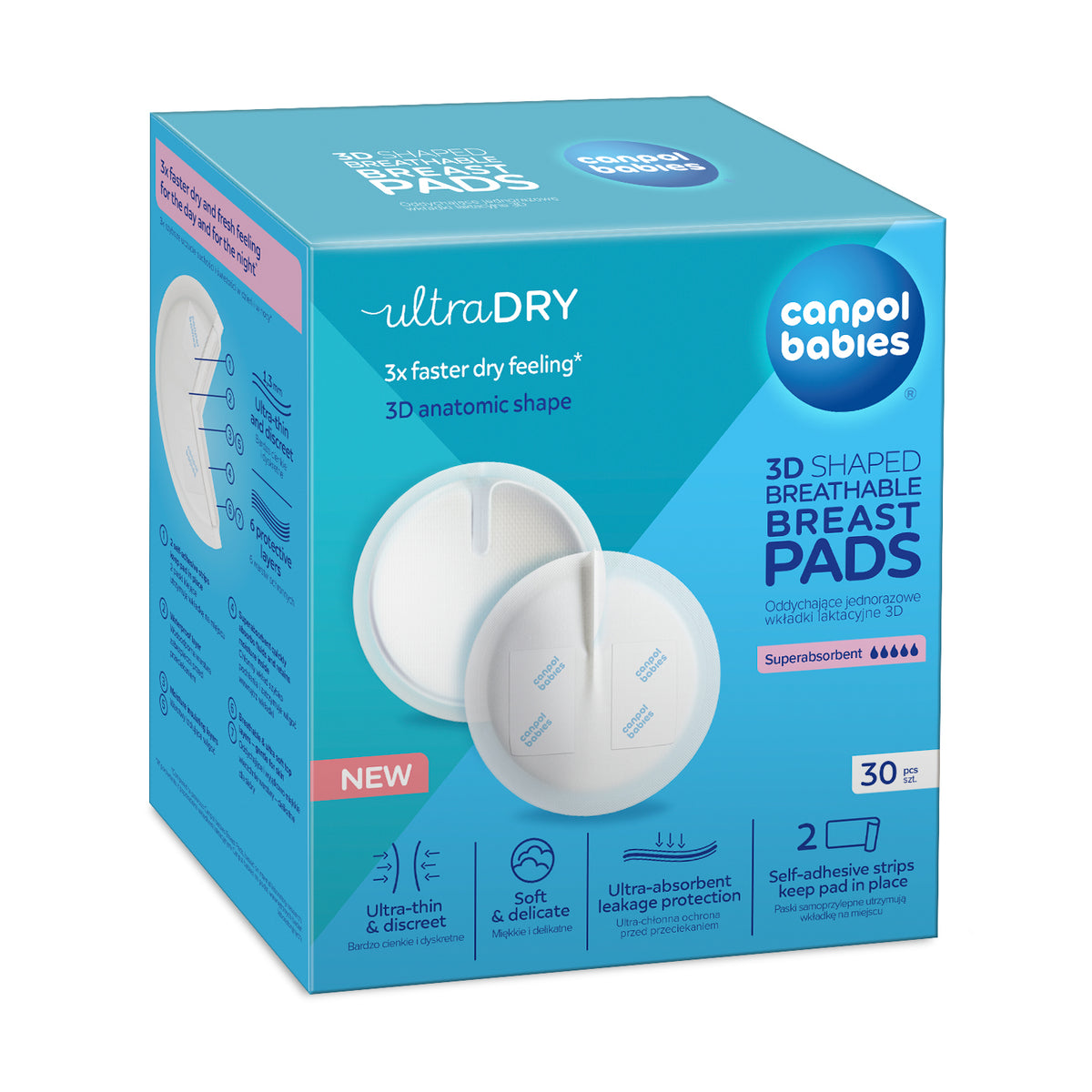 Canpol babies® 3D Anatomically shaped breast pads 30 pcs White