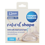 Canpol babies® Anti-colic two-zone silicone pacifier Natural Shape 12m+ 2 pcs