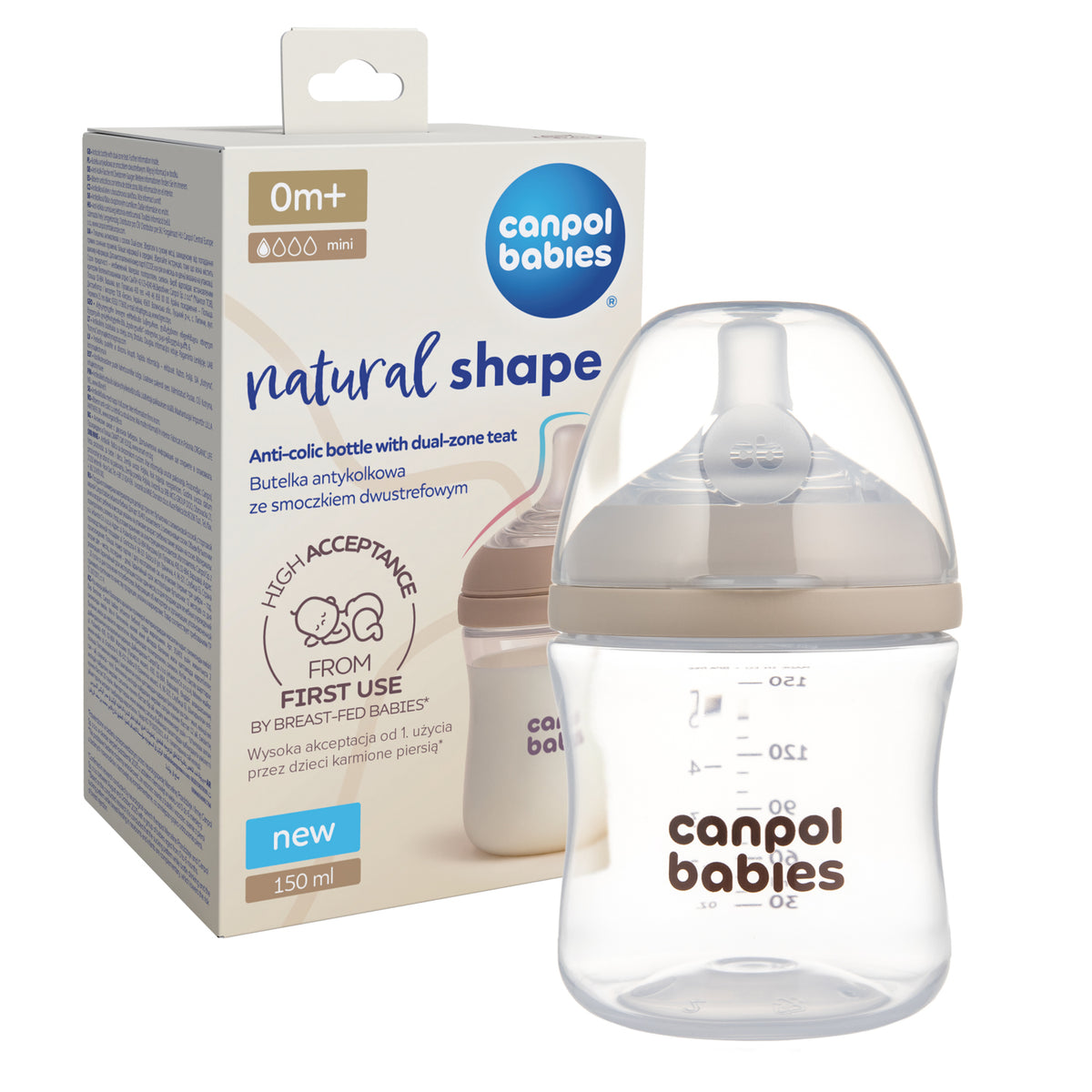 Canpol babies® Anti-colic bottle with two-area teat Natural Shape 150ml – slika 3