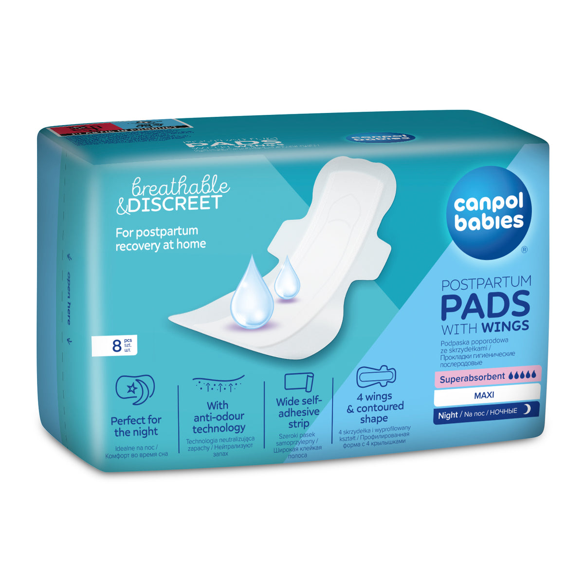 Canpol babies® Hygienic postnatal pads with wings Night 8 pcs