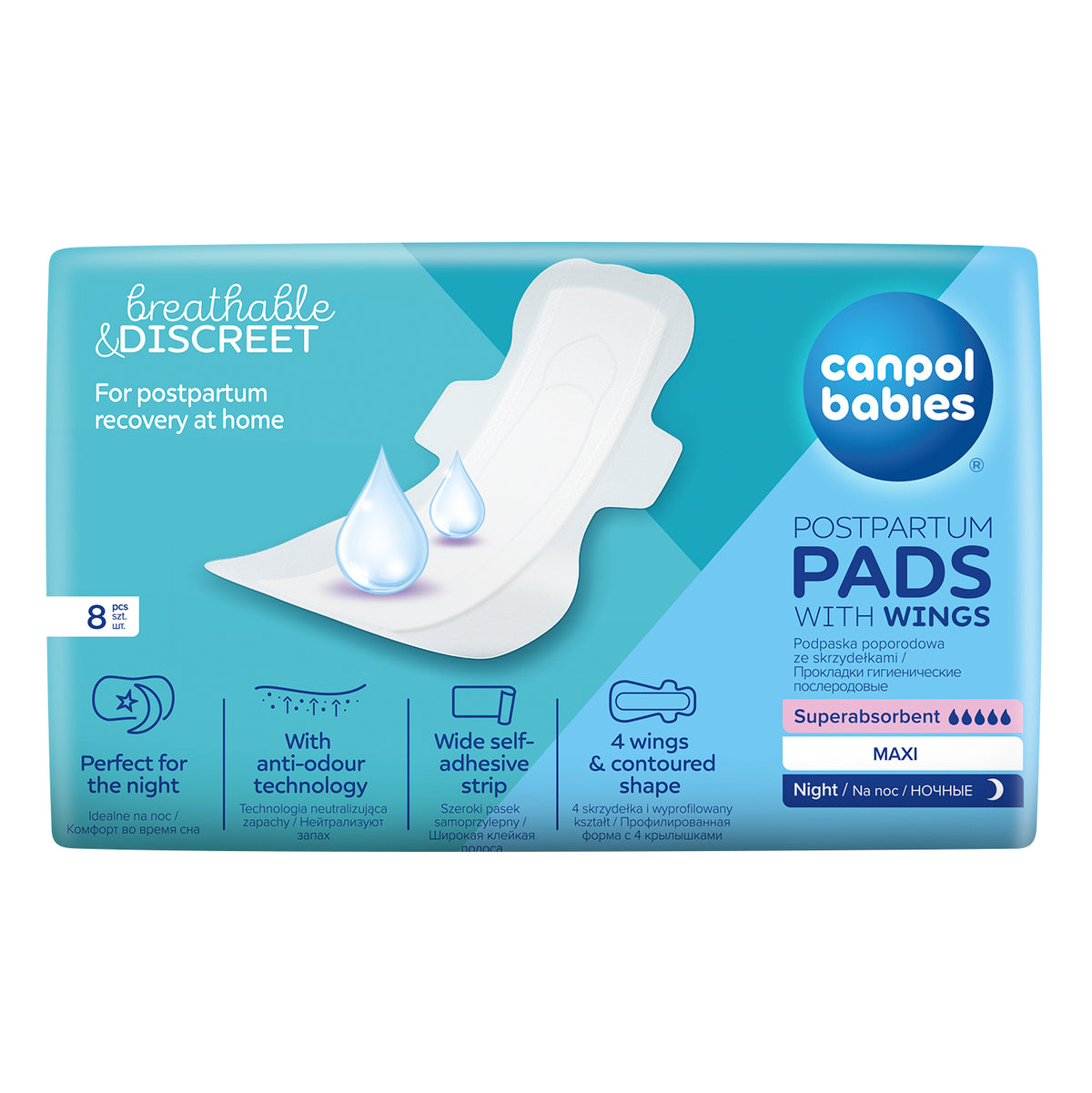 Canpol babies® Hygienic postnatal pads with wings Night 8 pcs – slika 2