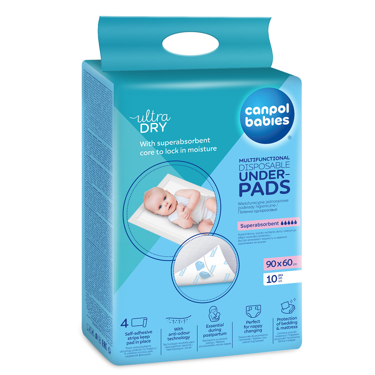 Canpol babies® Multi-purpose hygienic pad with adhesive strips (90x60) 10 pcs