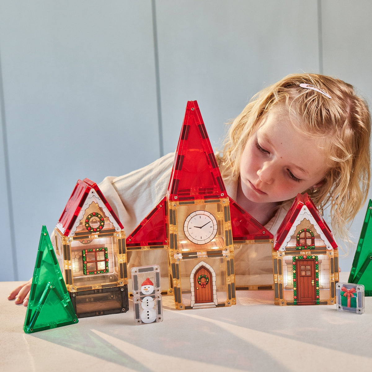 Cleverclixx® Magnetic Tiles Advent Calendar Christmas Village 46 pack