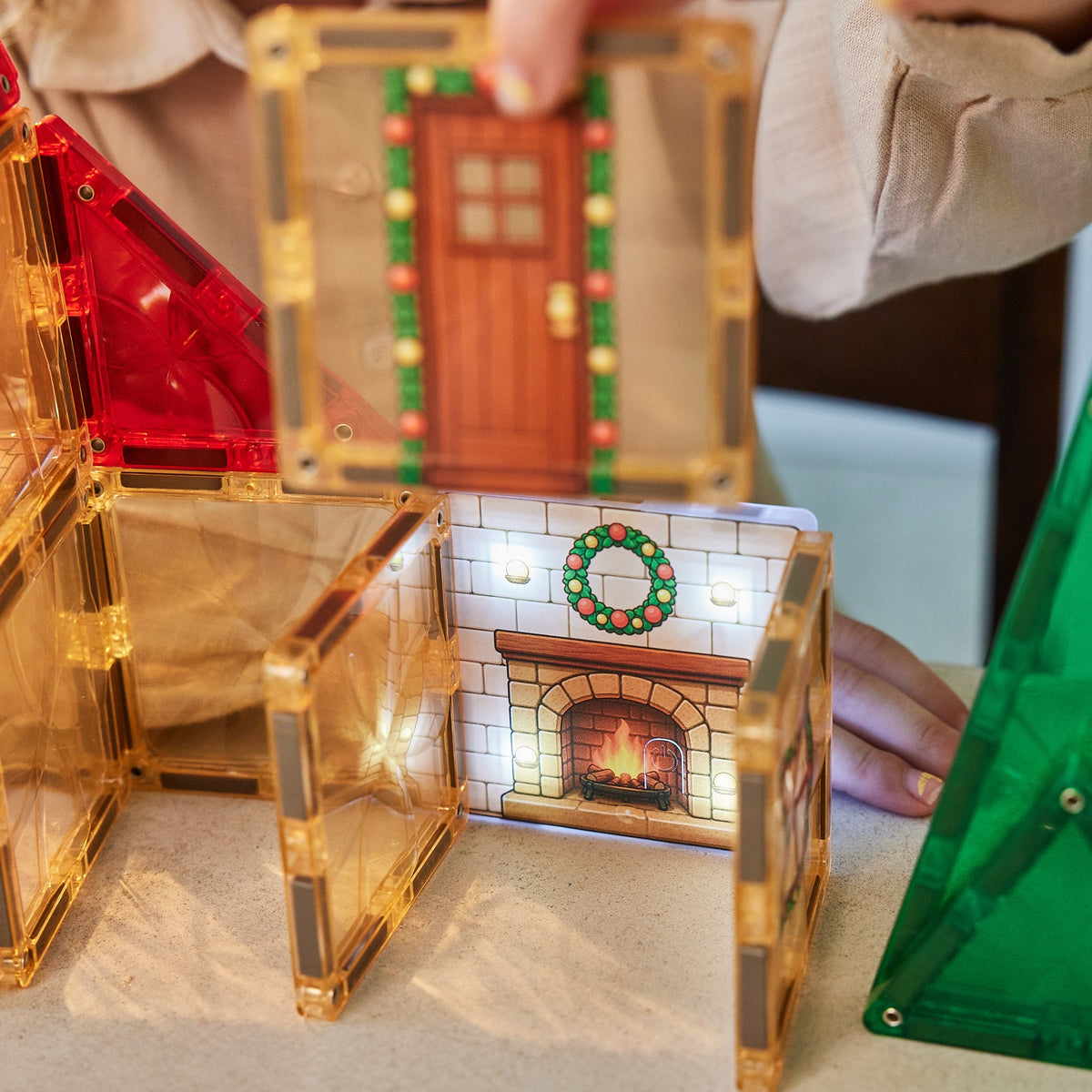 Cleverclixx® Magnetic Tiles Advent Calendar Christmas Village 46 pack