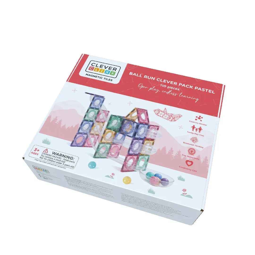 Cleverclixx® Magnetne ploščice Ball Run Clever Pack Pastel 110 kos Cleverclixx