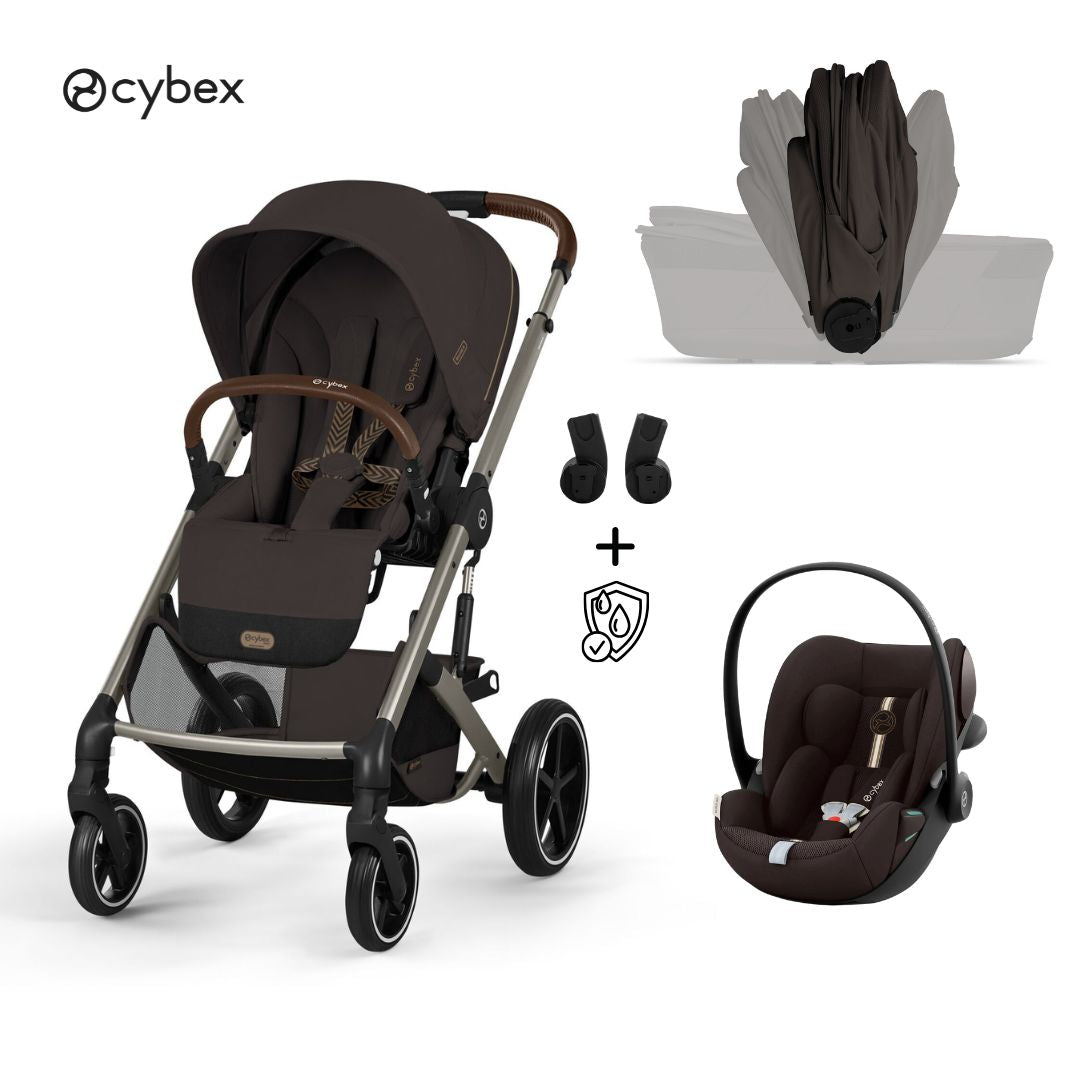 Cybex® 3-in-1 Baby Stroller with Foldable Basket Balios S Lux + Cloud G3 Car Seat Chocolate Brown (+ Rain Cover)