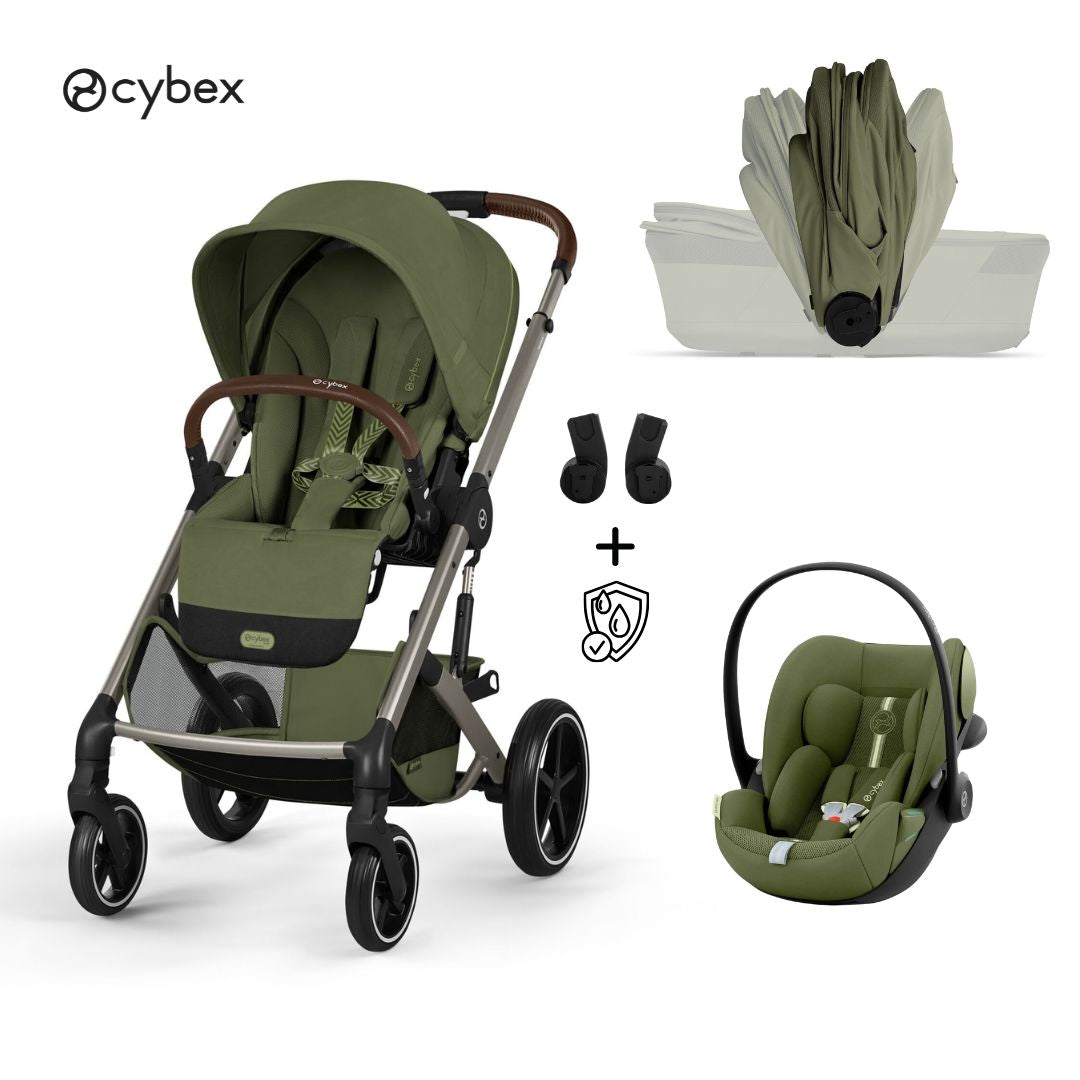 Cybex® 3-in-1 Stroller with Foldable Bassinet Balios S Lux + Cloud G3 Car Seat Moss Green (+ Rain cover)