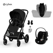 Cybex® Baby Stroller with Foldable Basket 3in1 Balios S Lux + Cloud G3 Moon Black Car Seat (+ Rain Cover)