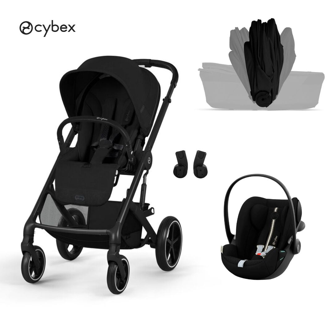 Cybex® 3-in-1 Baby Stroller with Foldable Basket Balios S Lux + Car Seat Cloud G3 Moon Black