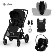 Cybex® 3-in-1 Baby Stroller with Foldable Bassinet Balios S Lux + Amya Carrycot + Cloud G3 Car Seat Moon Black (+ Rain cover)